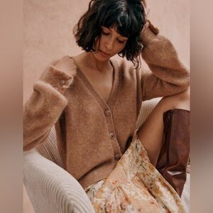 SEZANE MIA CARDIGAN CAMEL SIZE MEDIUM